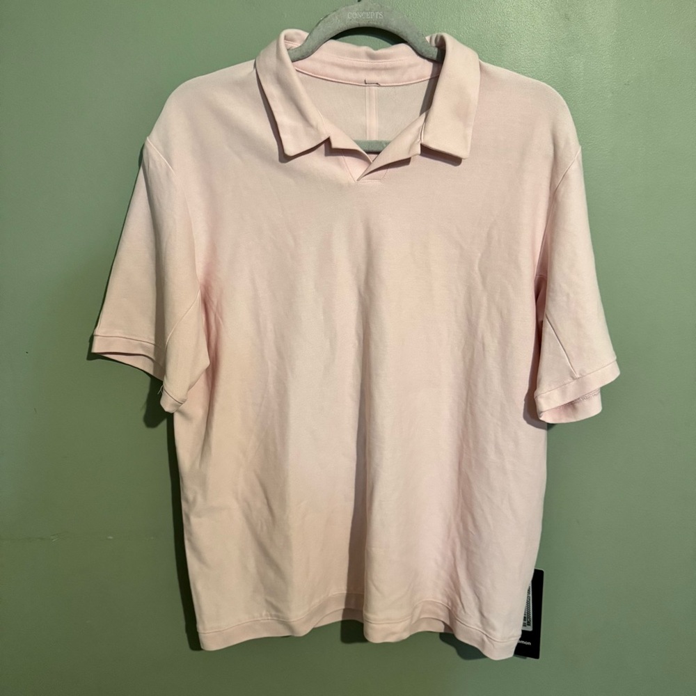 Lululemon Men’s Relaxed Fit Polo Short Sleeve Shirt Size Small Pink NWT